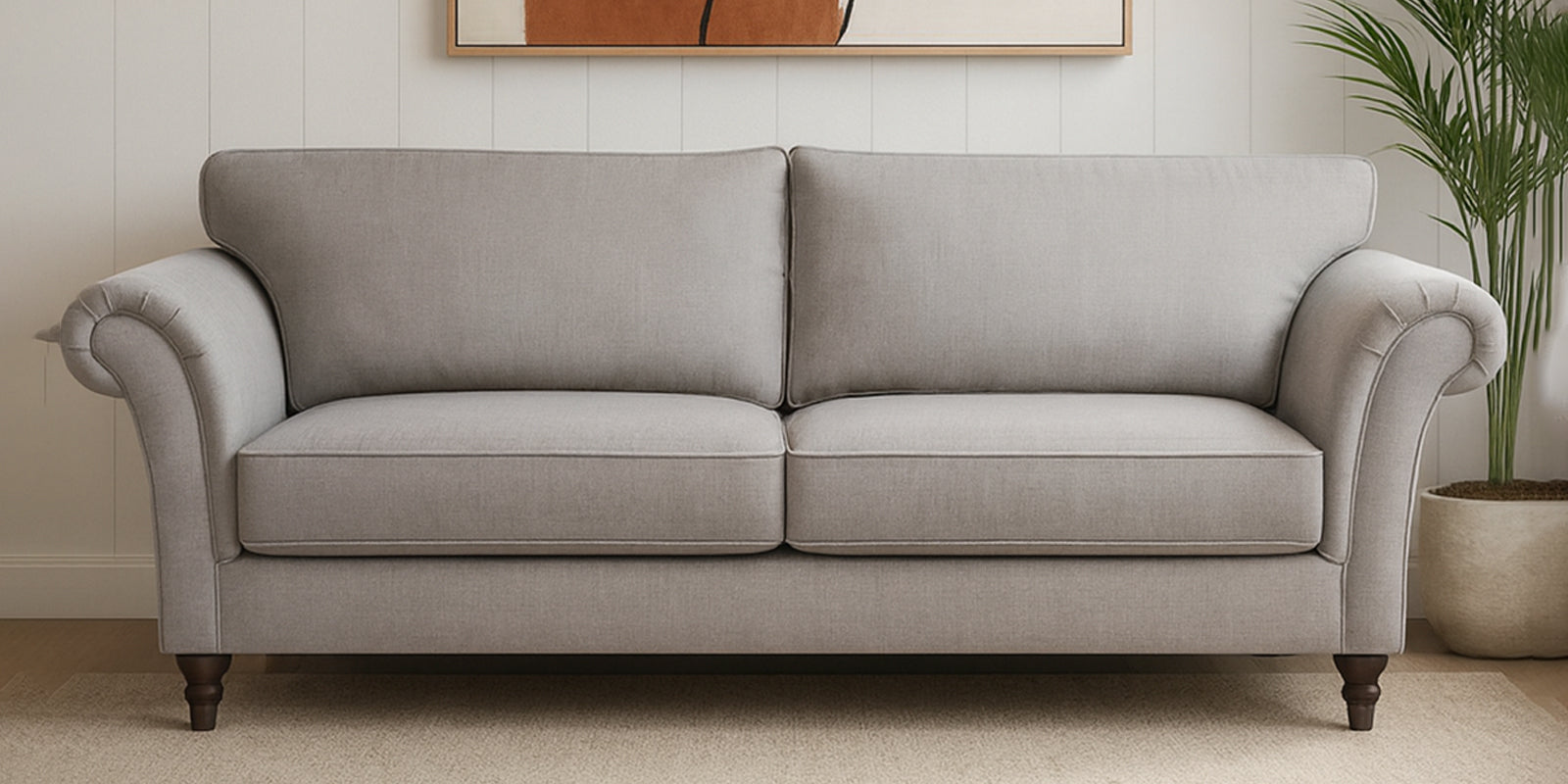 Rana Fabric 3 Seater Sofa In Dim Grey Colour