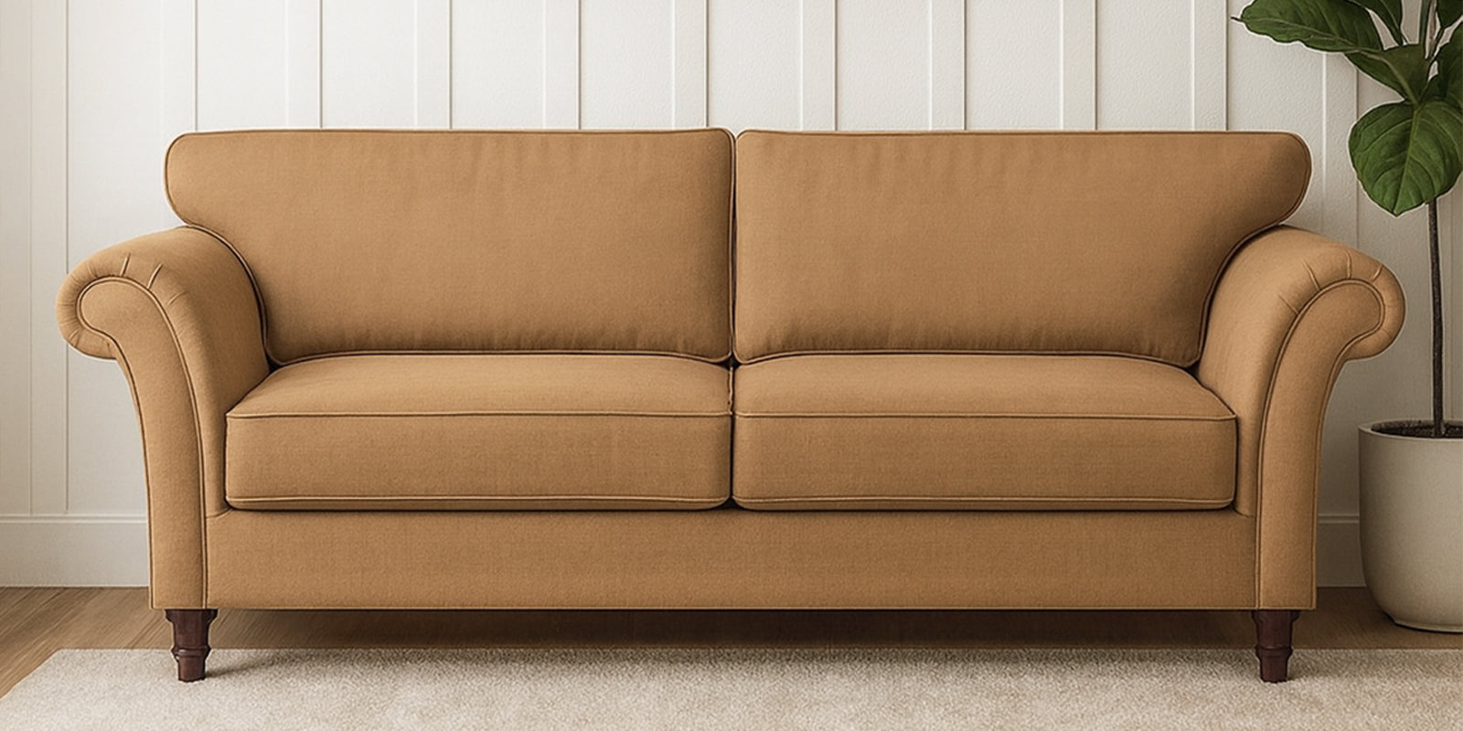 Rana Fabric 3 Seater Sofa In Copper Brown Colour