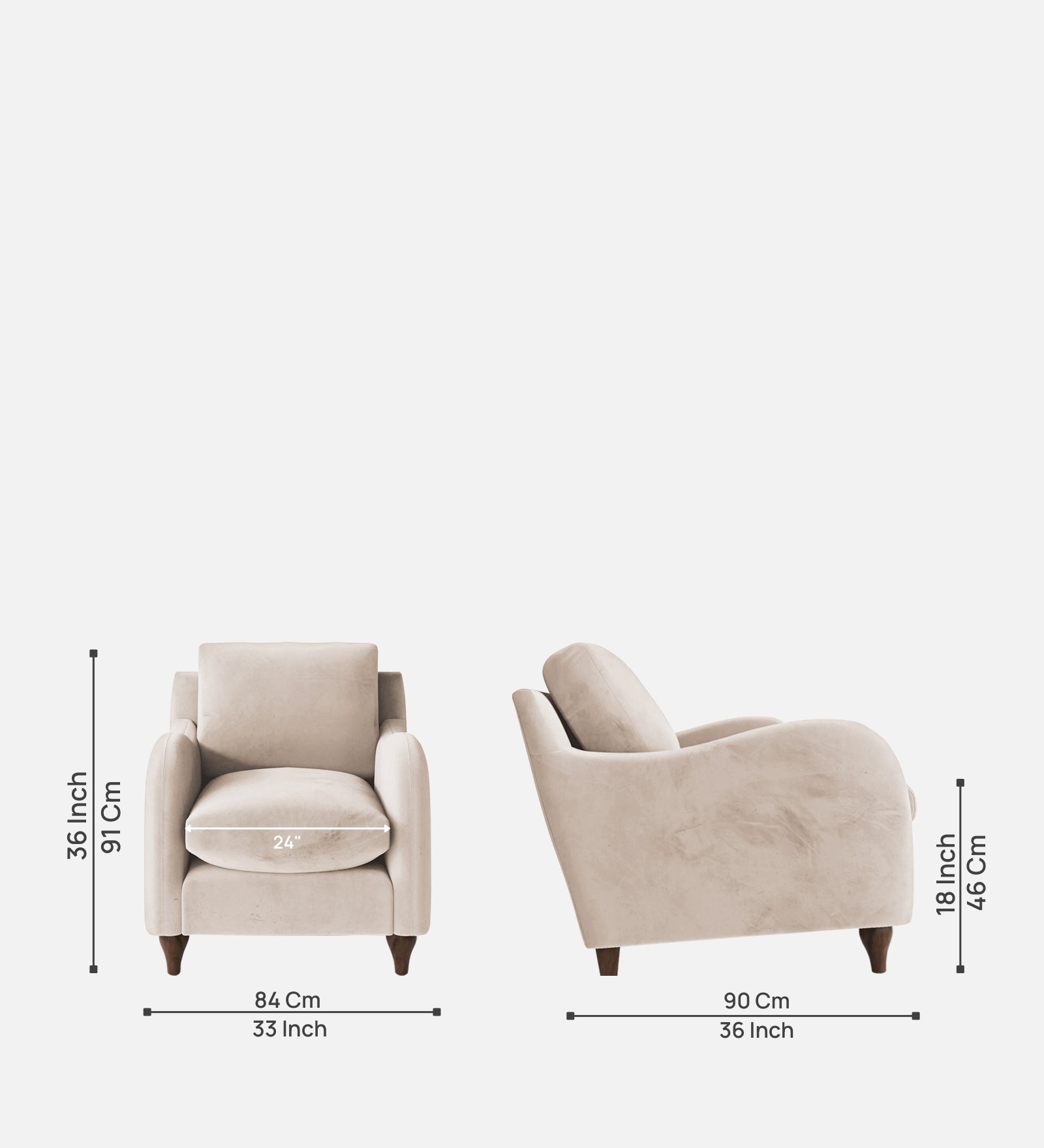 Sally Velvet 1 Seater Sofa In Camel Beige Colour