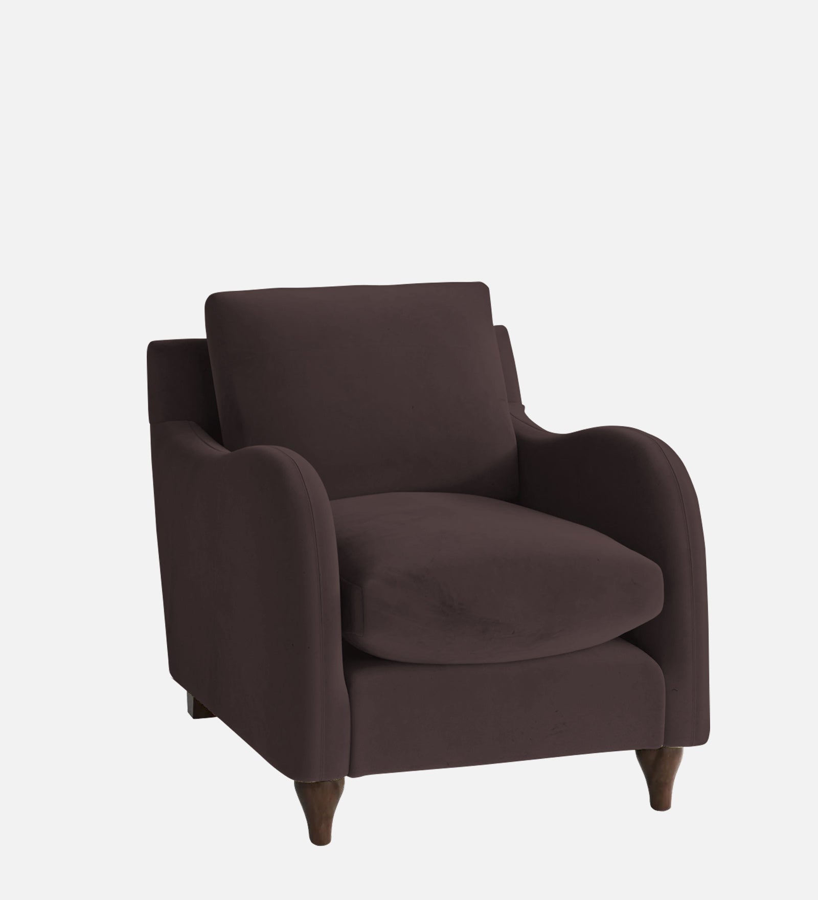 Sally Velvet 1 Seater Sofa In Mocha Brown Colour