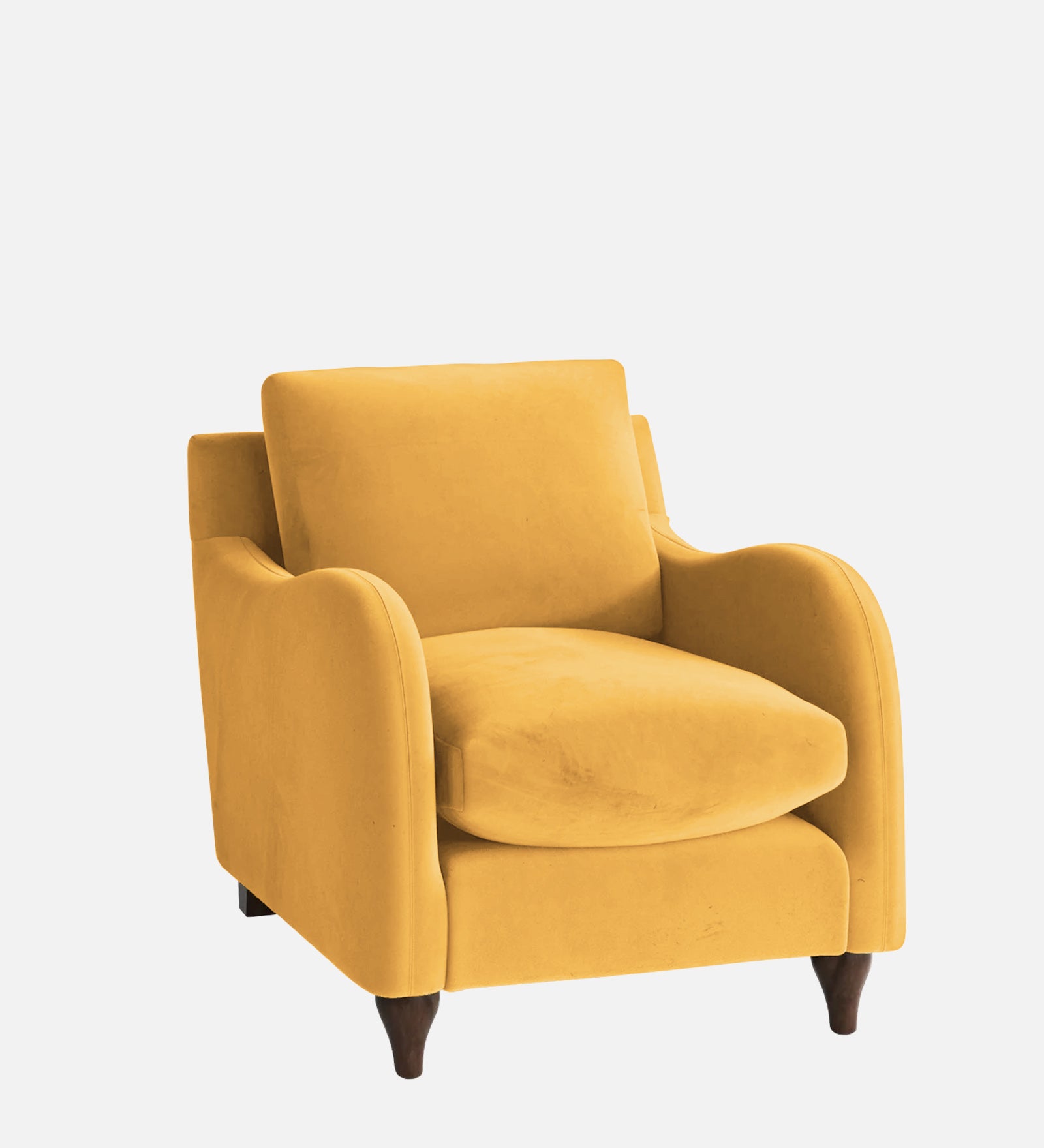 Sally Velvet 1 Seater Sofa In Turmeric Yellow Colour
