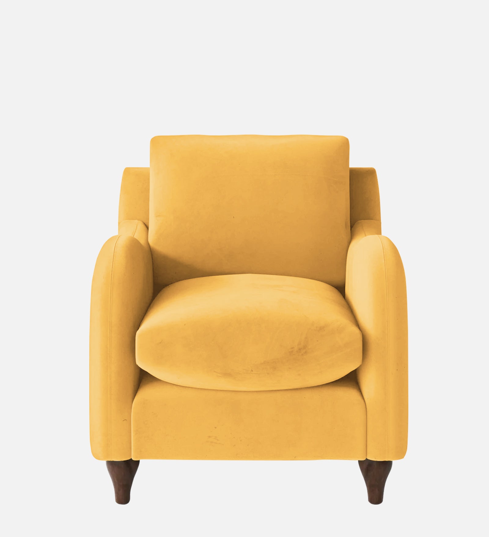 Sally Velvet 1 Seater Sofa In Turmeric Yellow Colour