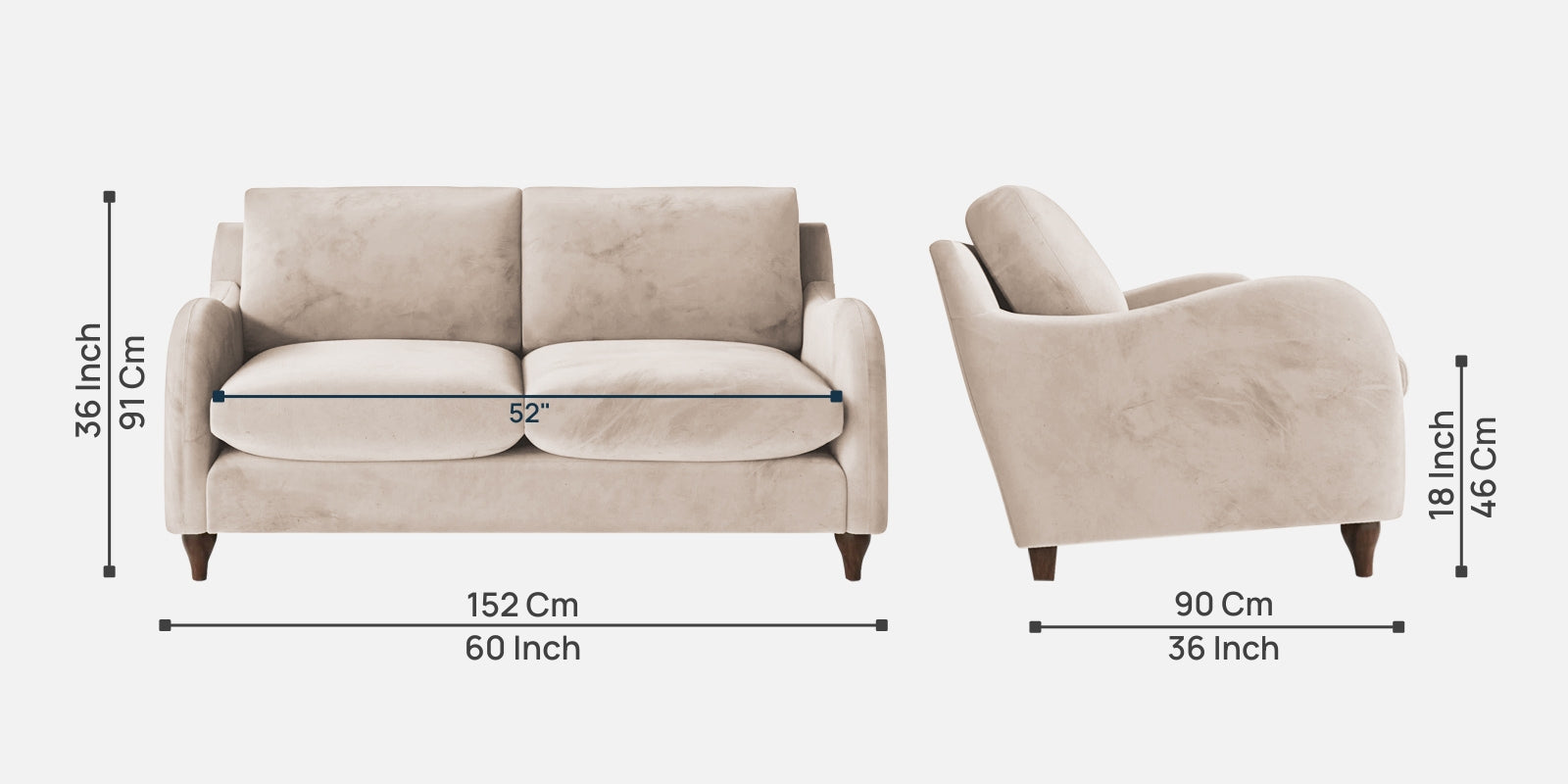 Sally Velvet 2 Seater Sofa In Camel Beige Colour
