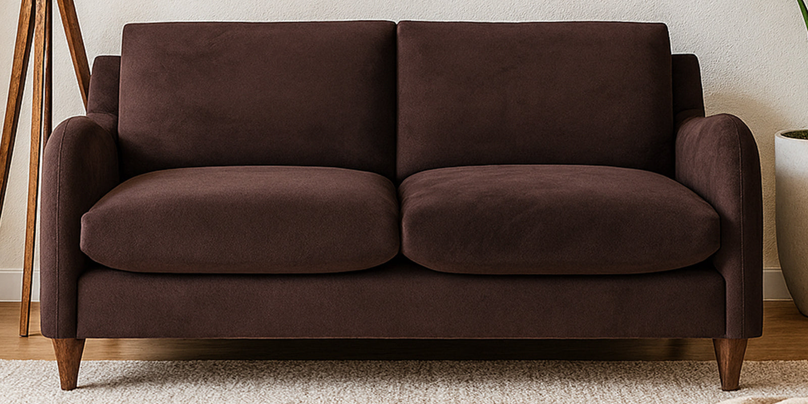 Sally Velvet 2 Seater Sofa In Mocha Brown Colour