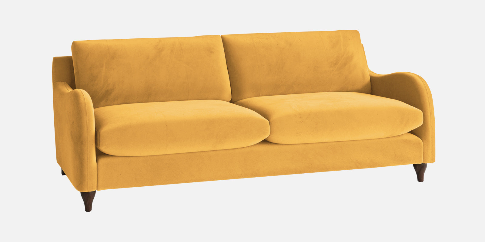 Sally Velvet 3 Seater Sofa In Turmeric Yellow Colour