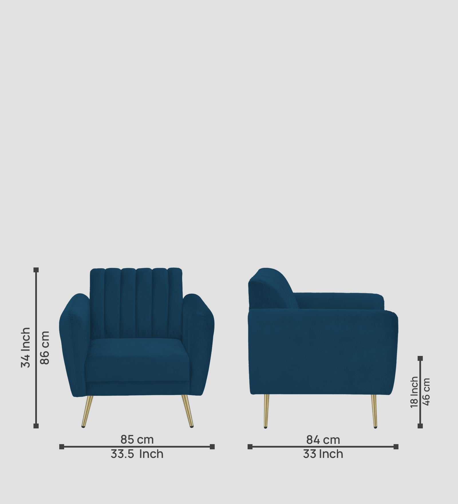 Fidel Velvet 1 Seater Sofa In Azure Blue Colour - Febonic Living