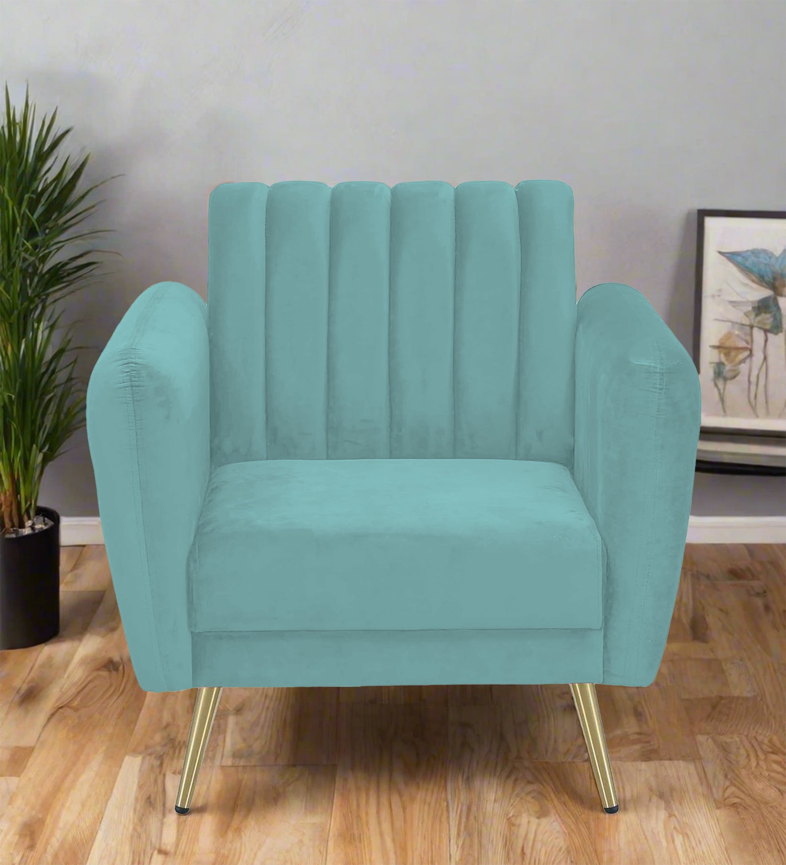 Fidel Velvet 1 Seater Sofa In Barmunda Aqua Colour - Febonic Living