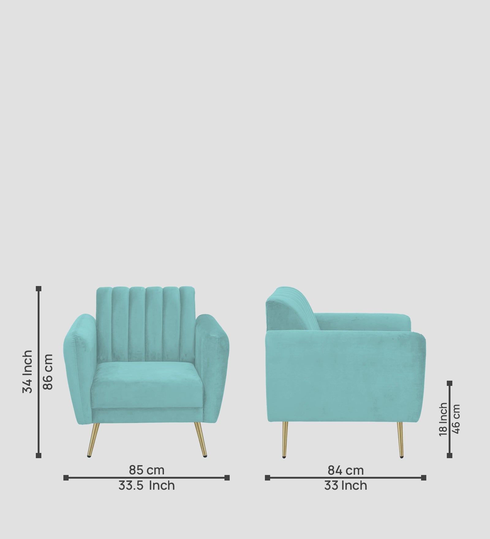 Fidel Velvet 1 Seater Sofa In Barmunda Aqua Colour - Febonic Living