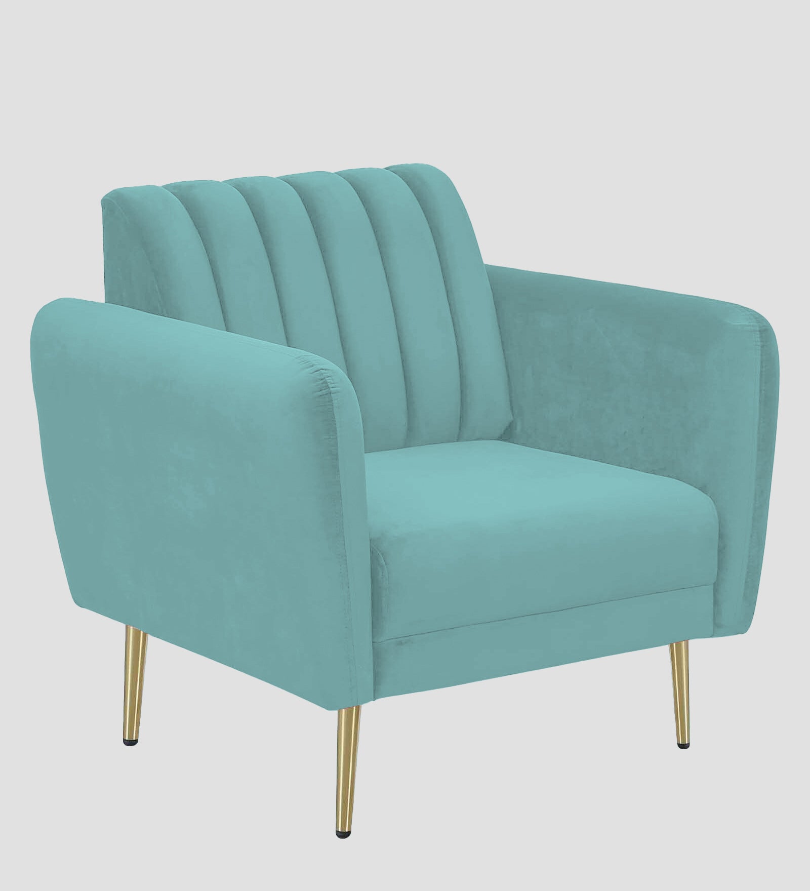 Fidel Velvet 1 Seater Sofa In Barmunda Aqua Colour - Febonic Living