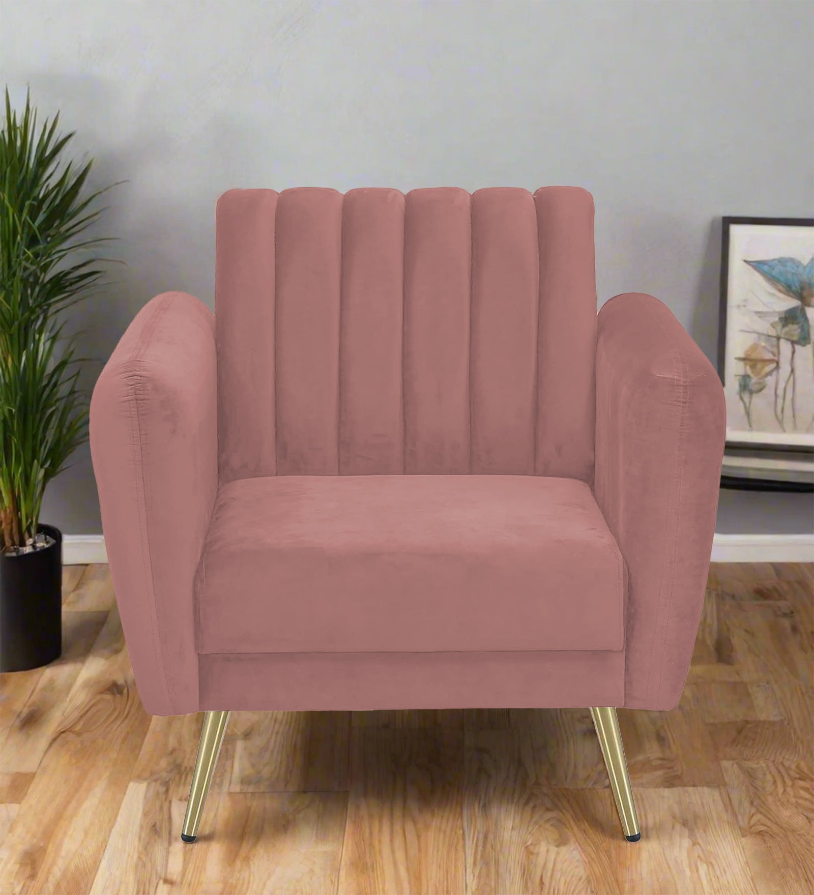 Fidel Velvet 1 Seater Sofa In Blush Pink Colour - Febonic Living