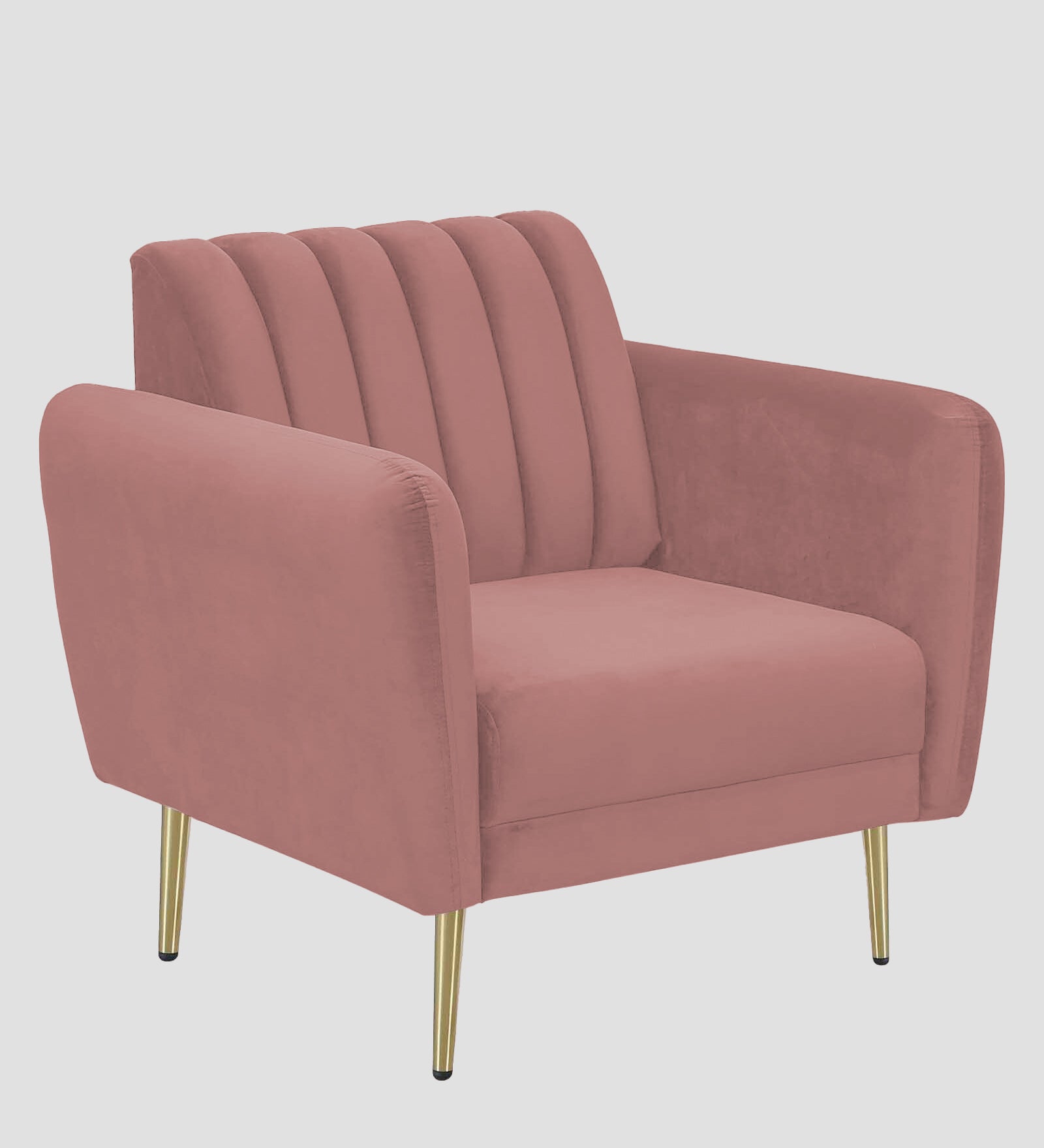 Fidel Velvet 1 Seater Sofa In Blush Pink Colour - Febonic Living