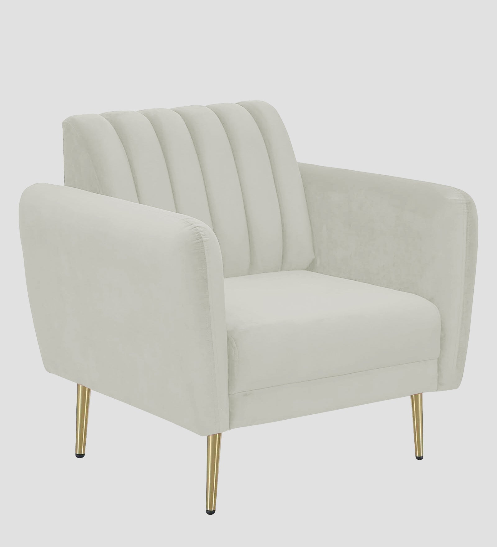 Fidel Velvet 1 Seater Sofa In Bone Grey Colour - Febonic Living