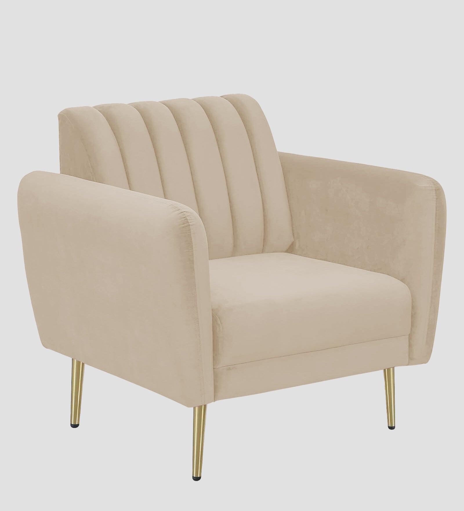 Fidel Velvet 1 Seater Sofa In Cream Beige Colour - Febonic Living