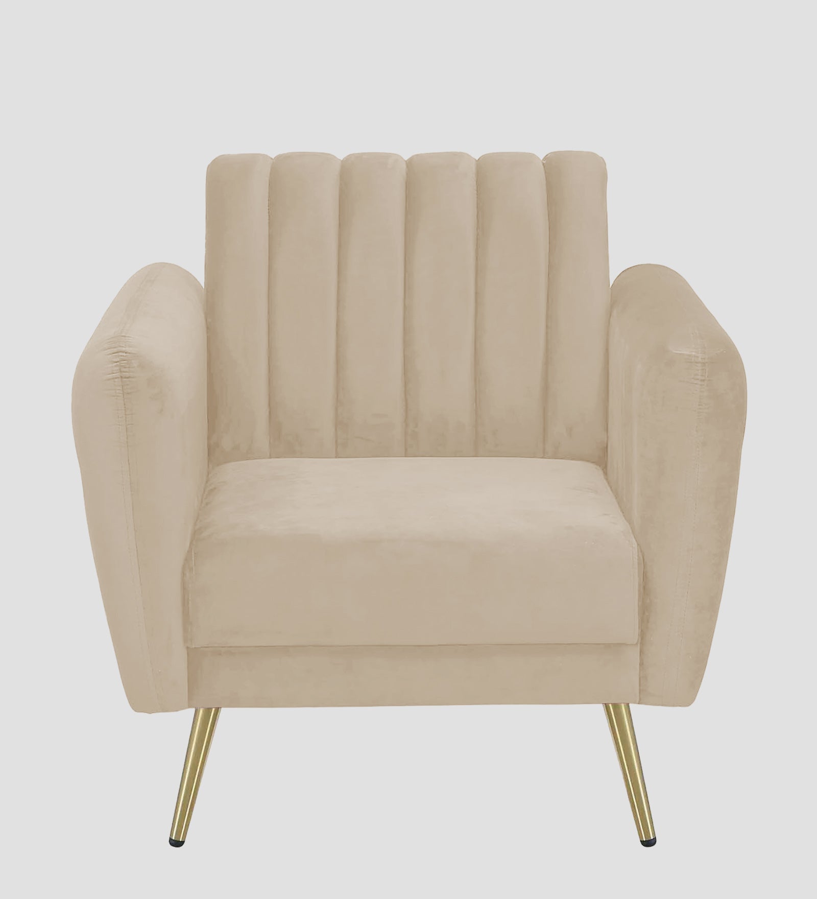 Fidel Velvet 1 Seater Sofa In Cream Beige Colour - Febonic Living