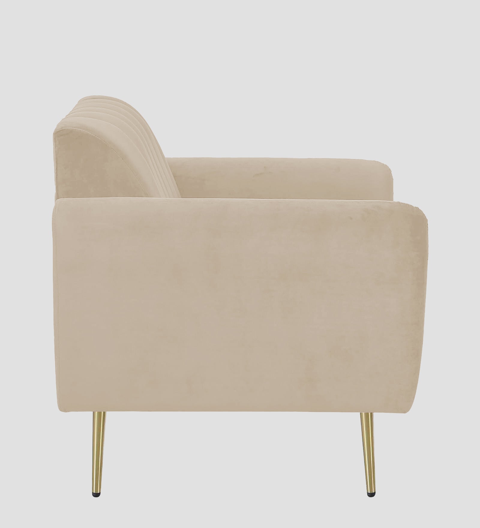 Fidel Velvet 1 Seater Sofa In Cream Beige Colour - Febonic Living