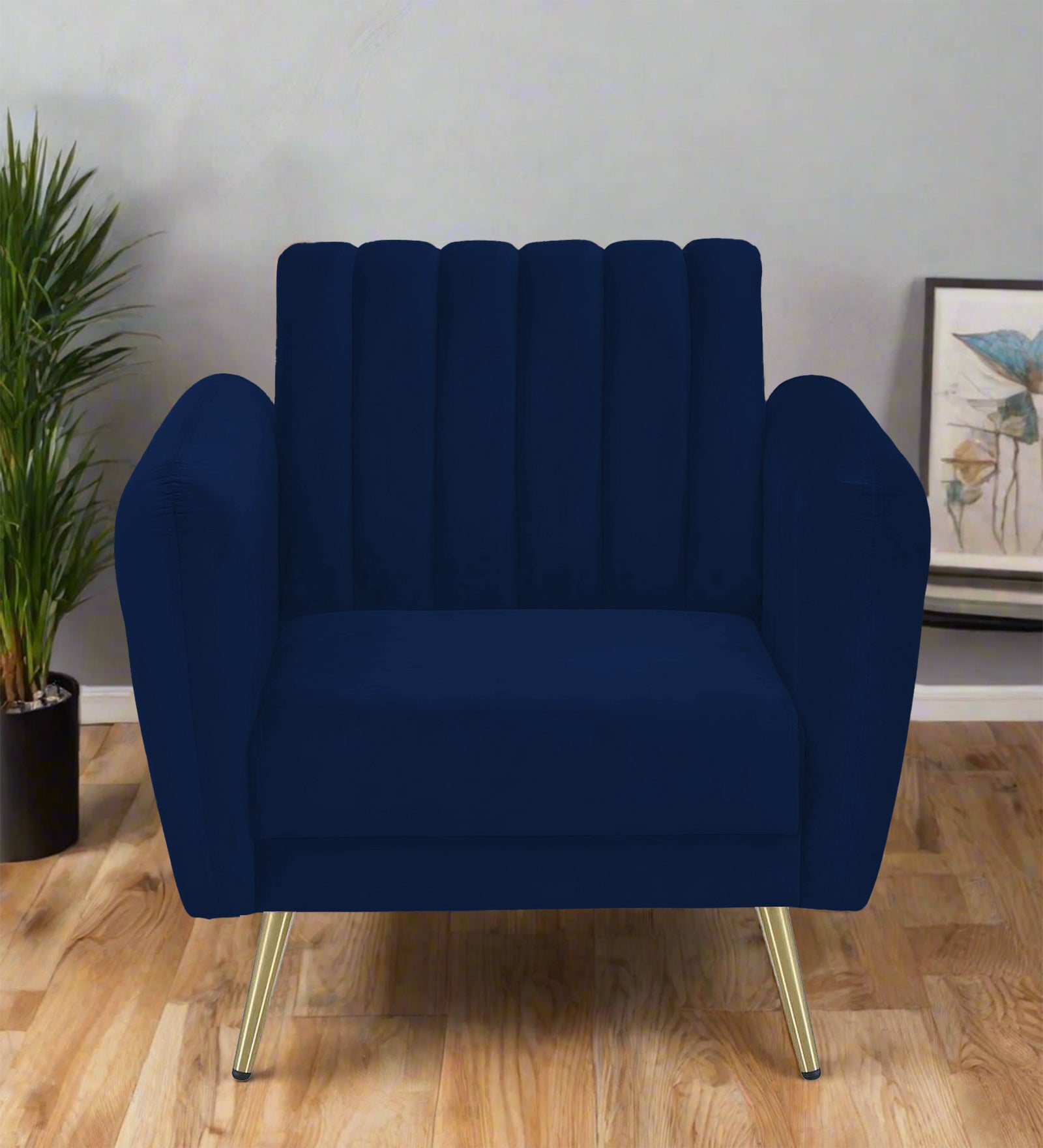 Fidel Velvet 1 Seater Sofa In Dark Blue Colour - Febonic Living