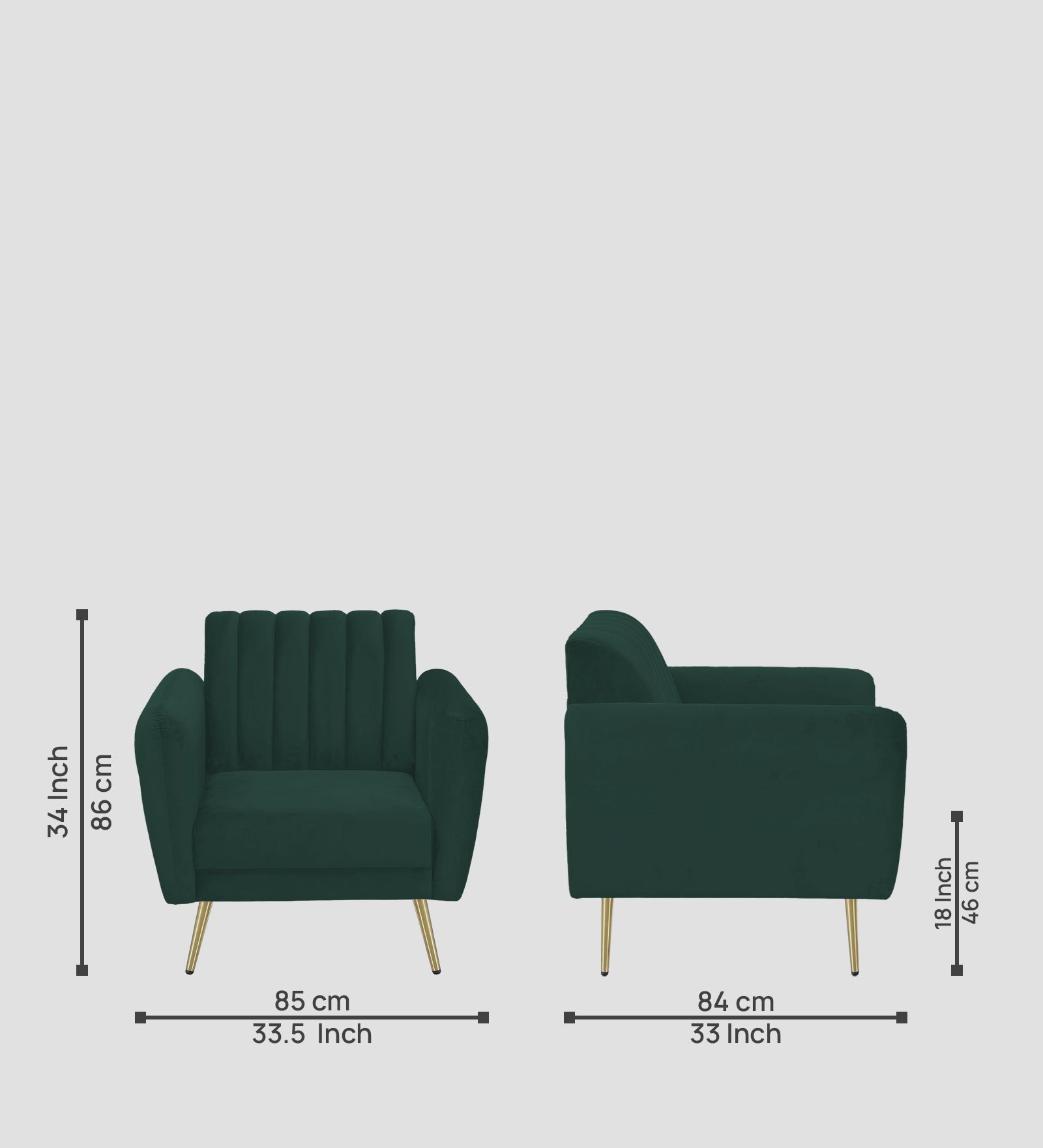 Fidel Velvet 1 Seater Sofa In Forest Green Colour - Febonic Living