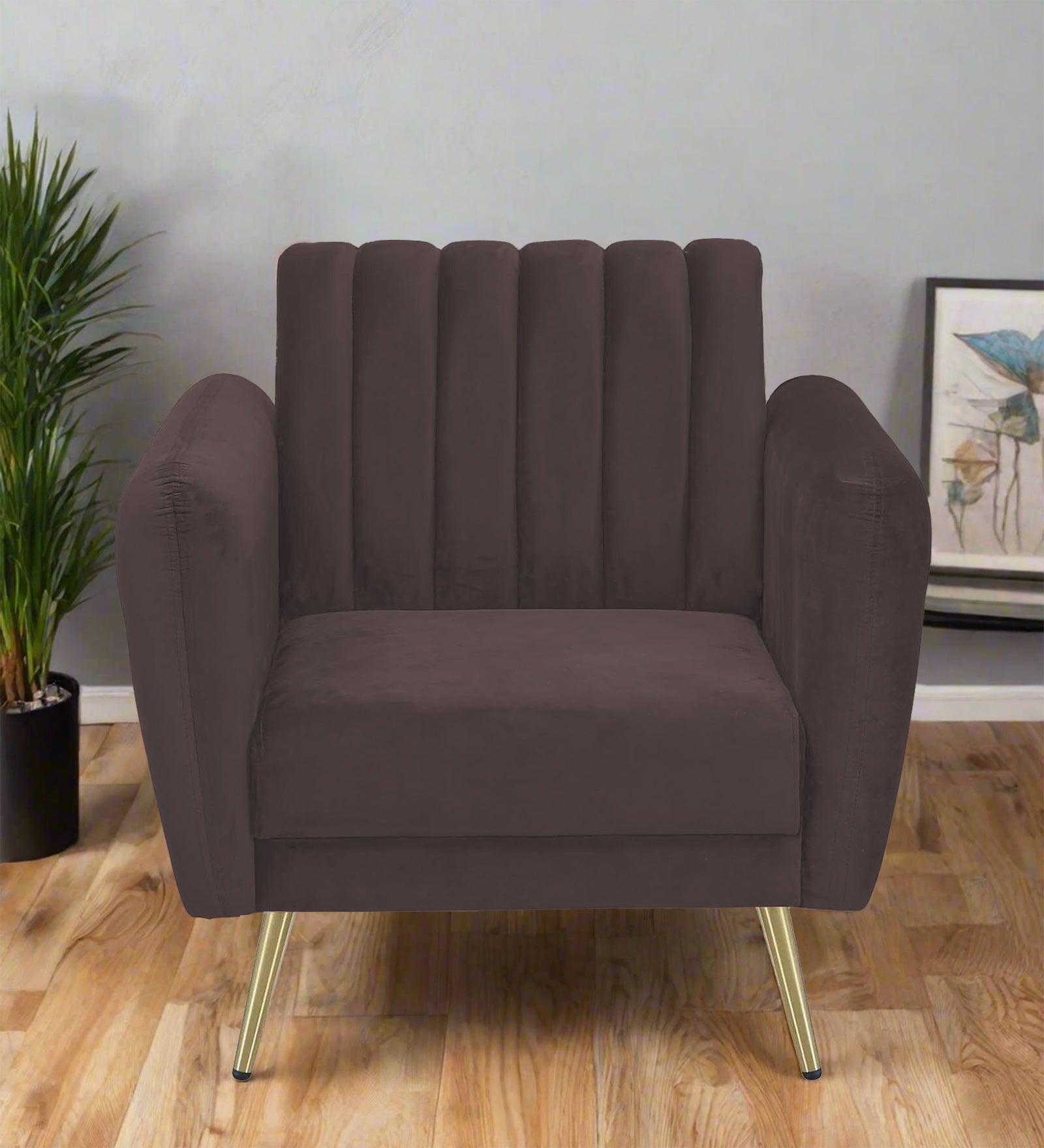 Fidel Velvet 1 Seater Sofa In Mocha Brown Colour - Febonic Living