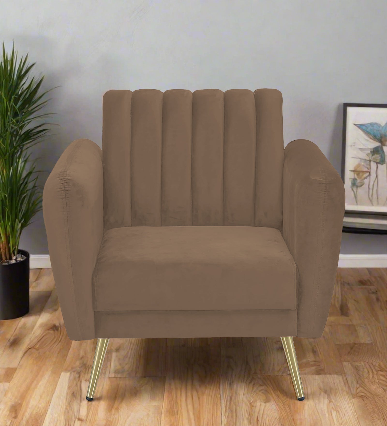 Fidel Velvet 1 Seater Sofa In Mocha Mouse Colour - Febonic Living