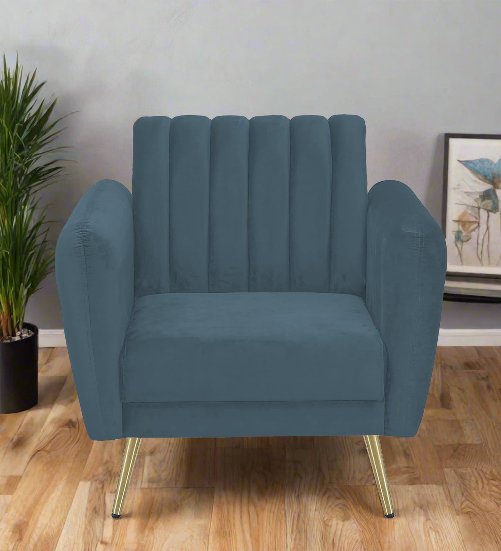 Fidel Velvet 1 Seater Sofa In Oxford Blue Colour - Febonic Living