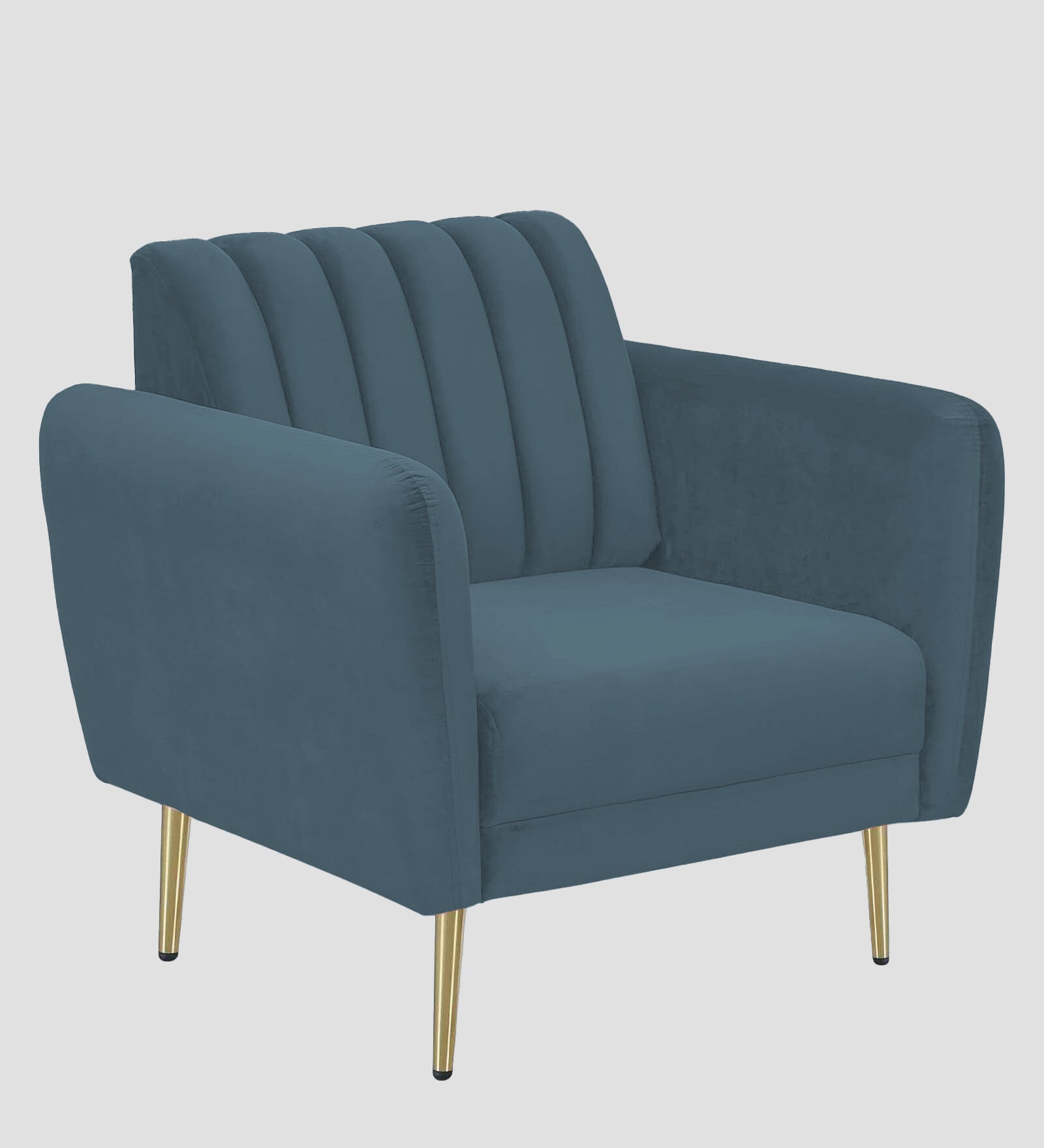 Fidel Velvet 1 Seater Sofa In Oxford Blue Colour - Febonic Living