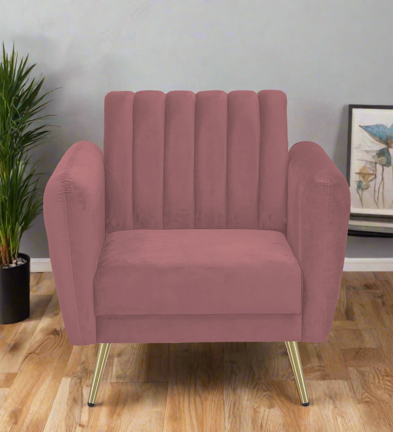 Fidel Velvet 1 Seater Sofa In Rose Pink Colour - Febonic Living