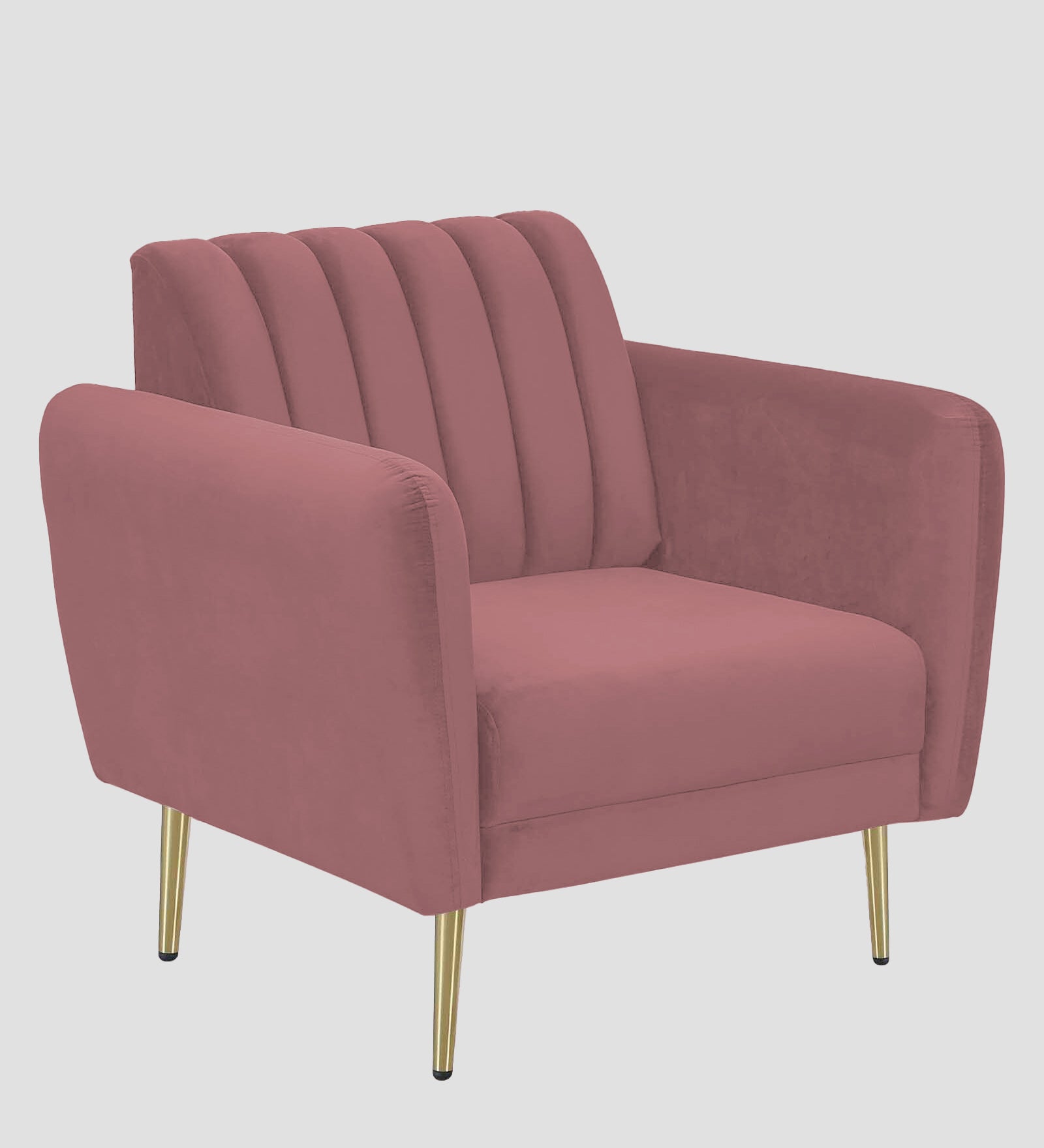 Fidel Velvet 1 Seater Sofa In Rose Pink Colour - Febonic Living