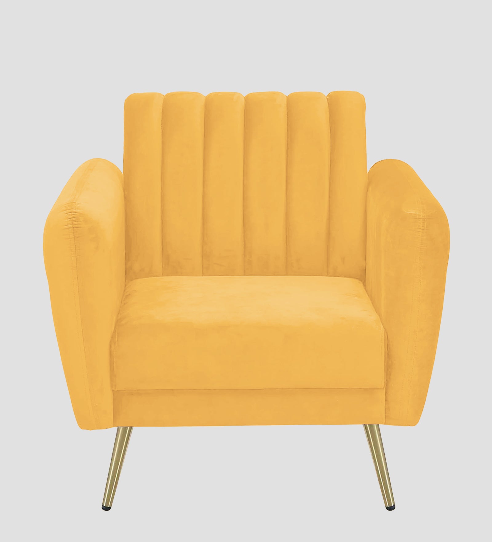 Fidel Velvet 1 Seater Sofa In Turmeric Yellow Colour - Febonic Living