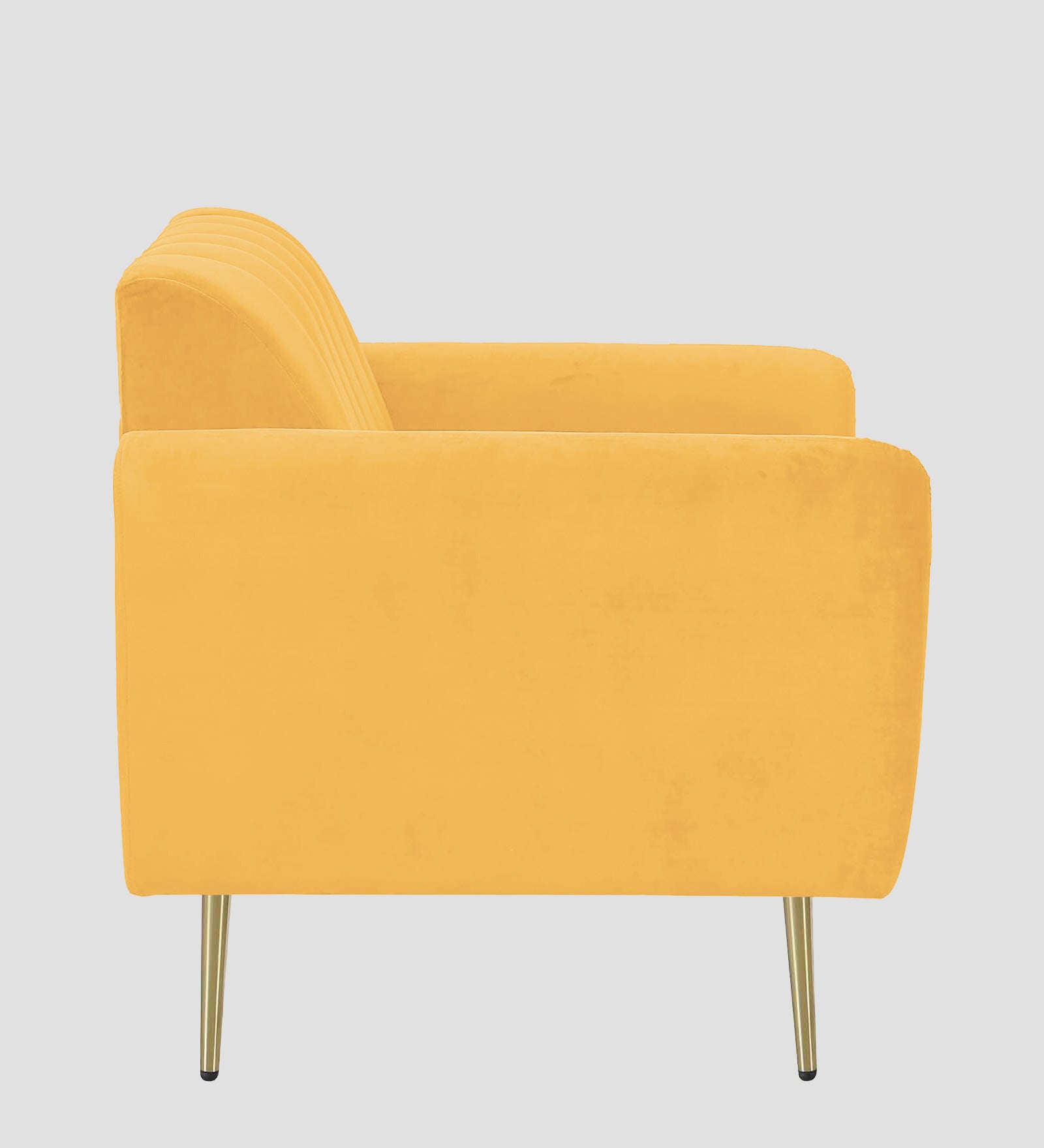 Fidel Velvet 1 Seater Sofa In Turmeric Yellow Colour - Febonic Living