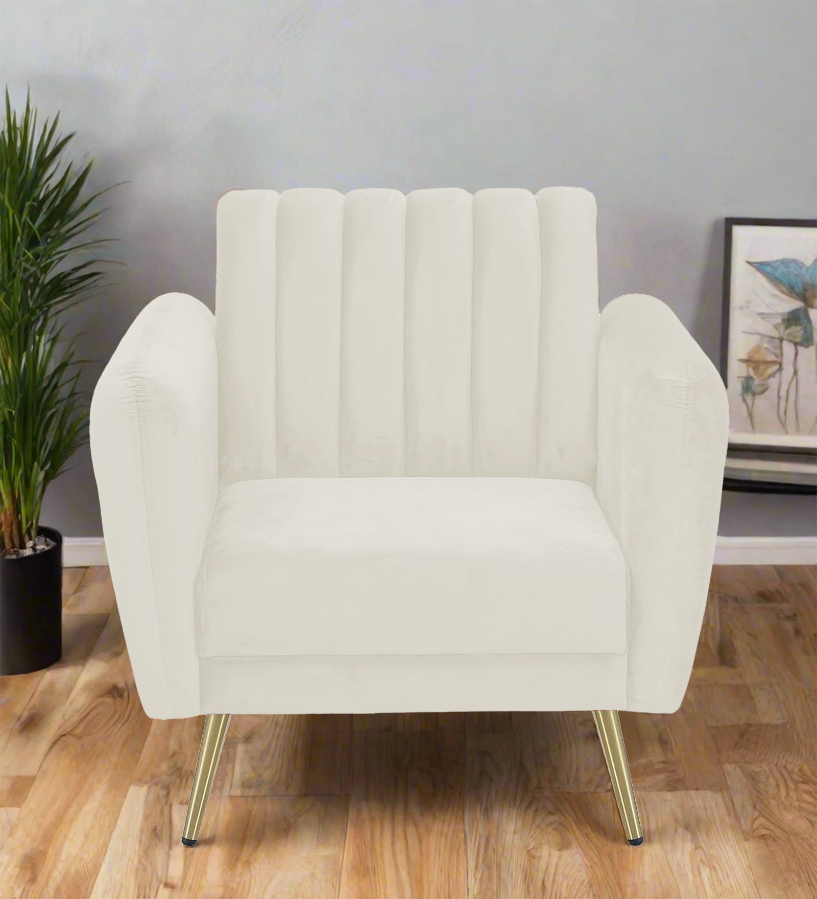 Fidel Velvet 1 Seater Sofa In Warm White Colour - Febonic Living
