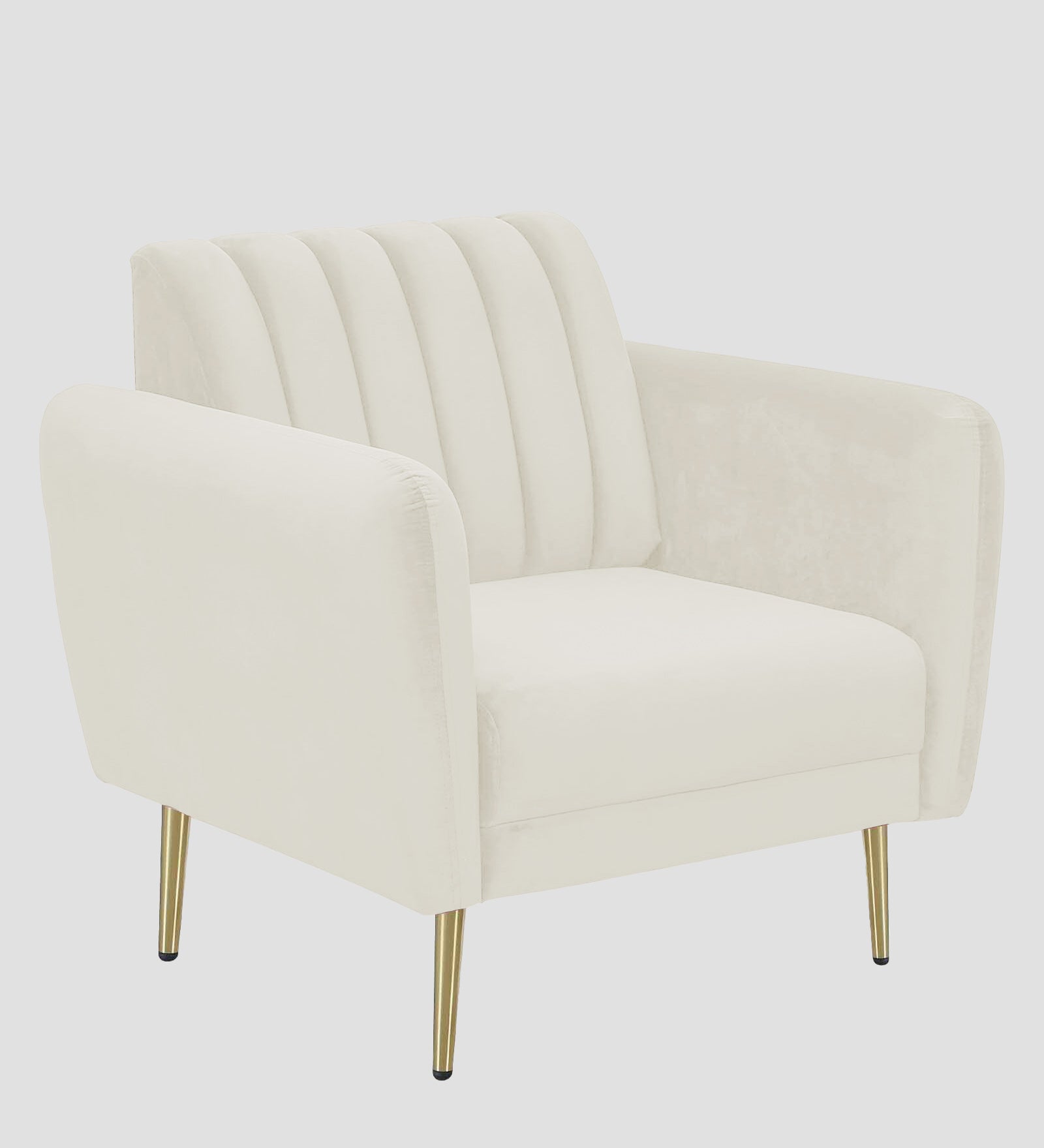 Fidel Velvet 1 Seater Sofa In Warm White Colour - Febonic Living