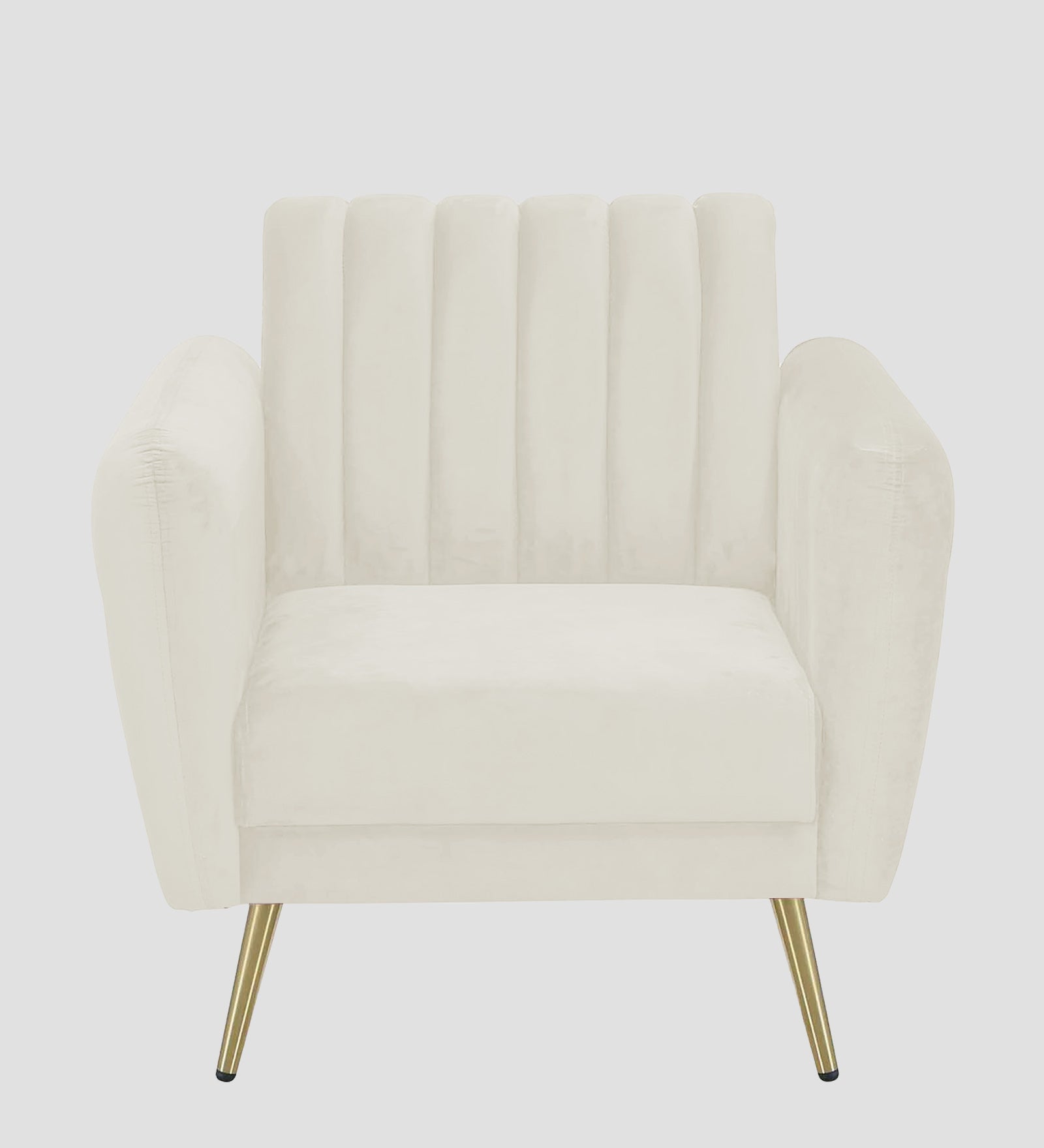 Fidel Velvet 1 Seater Sofa In Warm White Colour - Febonic Living