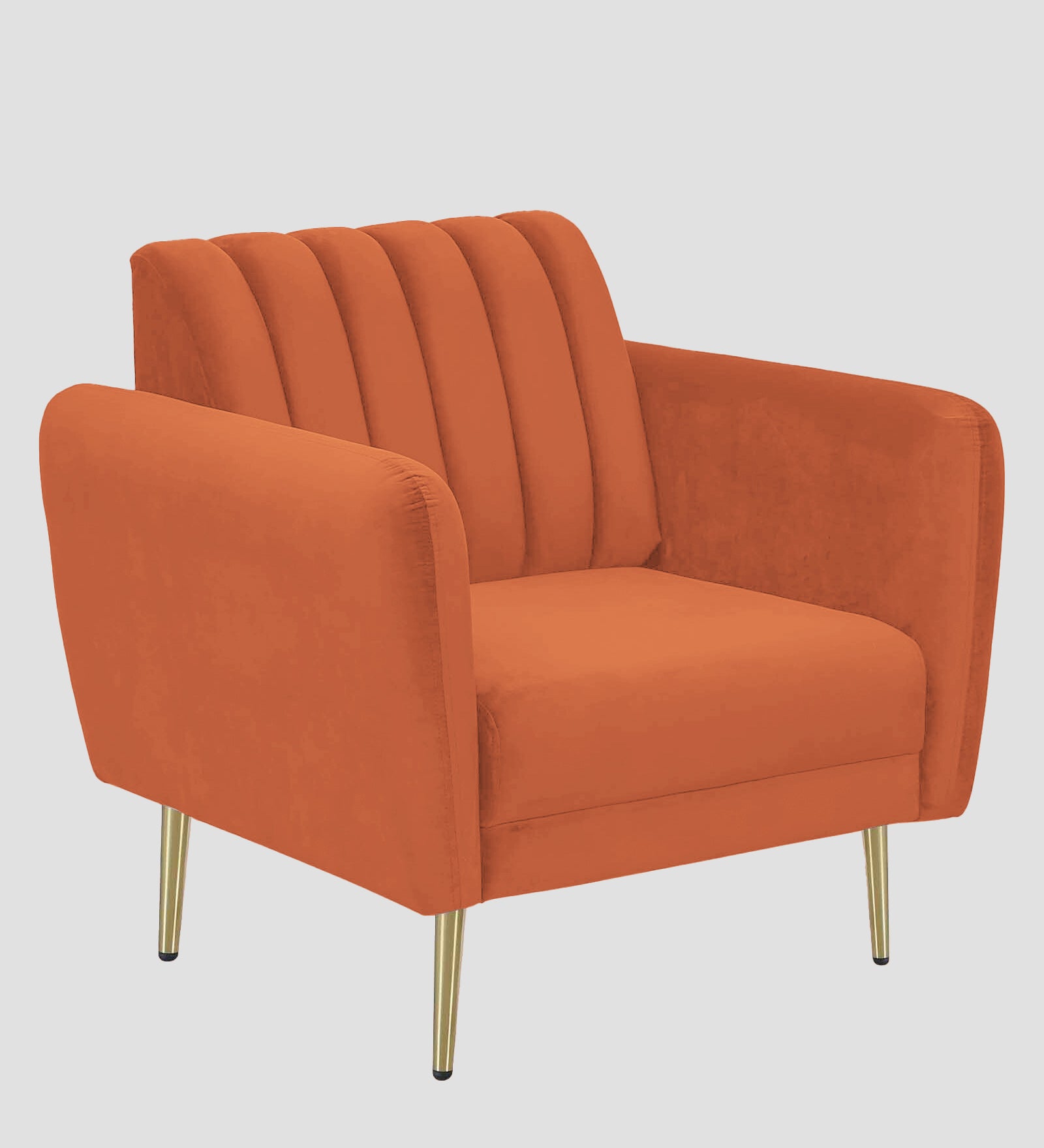 Fidel Velvet 1 Seater Sofa In Yam Orange Colour - Febonic Living