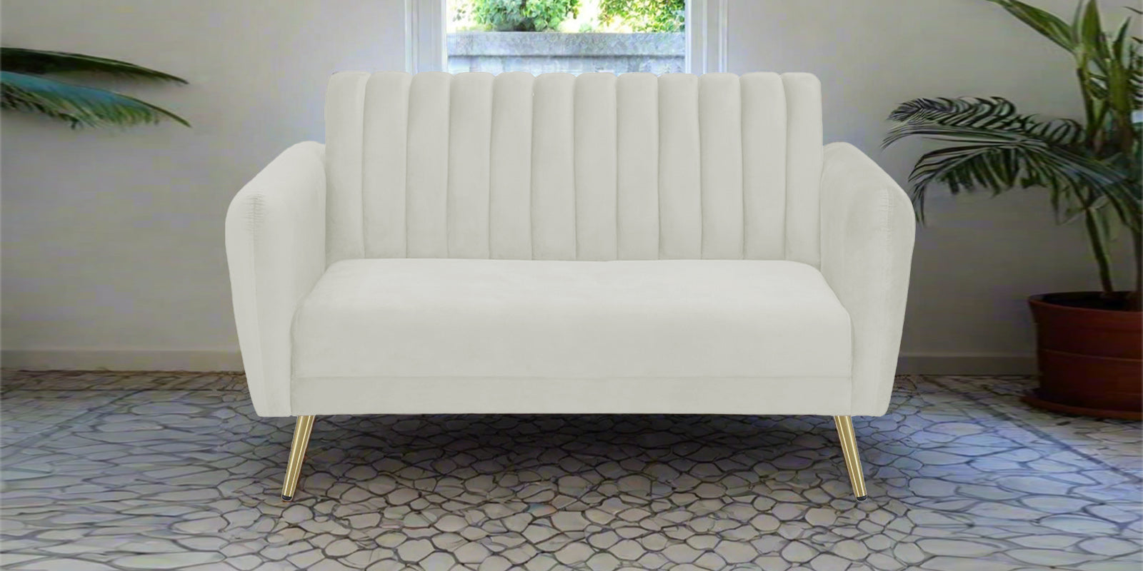 Fidel Velvet 2 Seater Sofa In Bone Grey Colour - Febonic Living