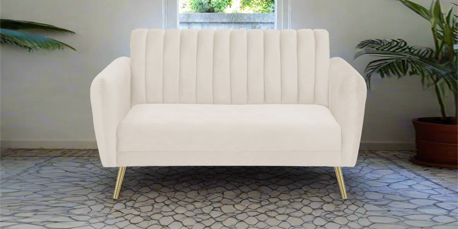 Fidel Velvet 2 Seater Sofa In Camel Beige Colour - Febonic Living