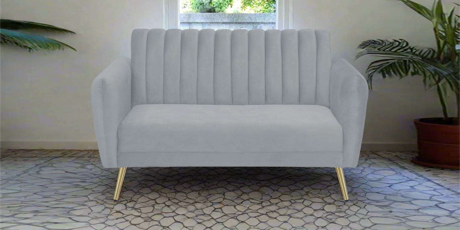 Fidel Velvet 2 Seater Sofa In Concrete Grey Colour - Febonic Living