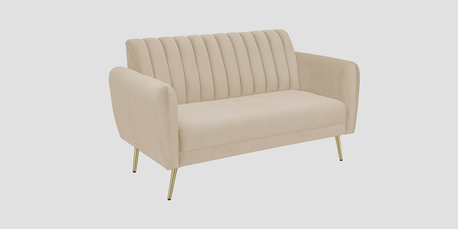 Fidel Velvet 2 Seater Sofa In Cream Beige Colour - Febonic Living