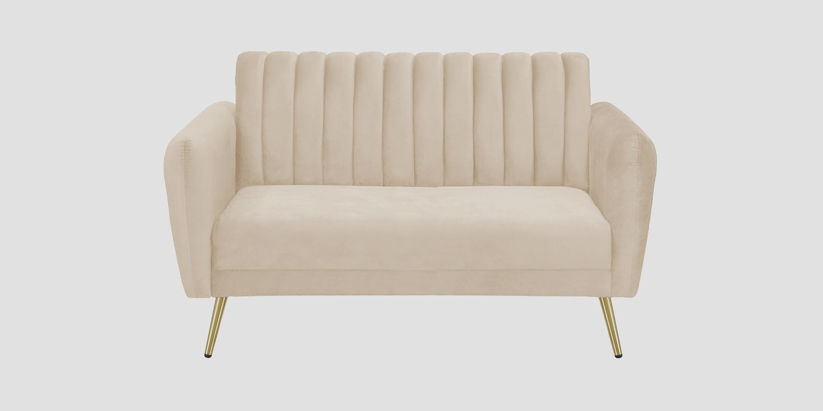 Fidel Velvet 2 Seater Sofa In Cream Beige Colour - Febonic Living