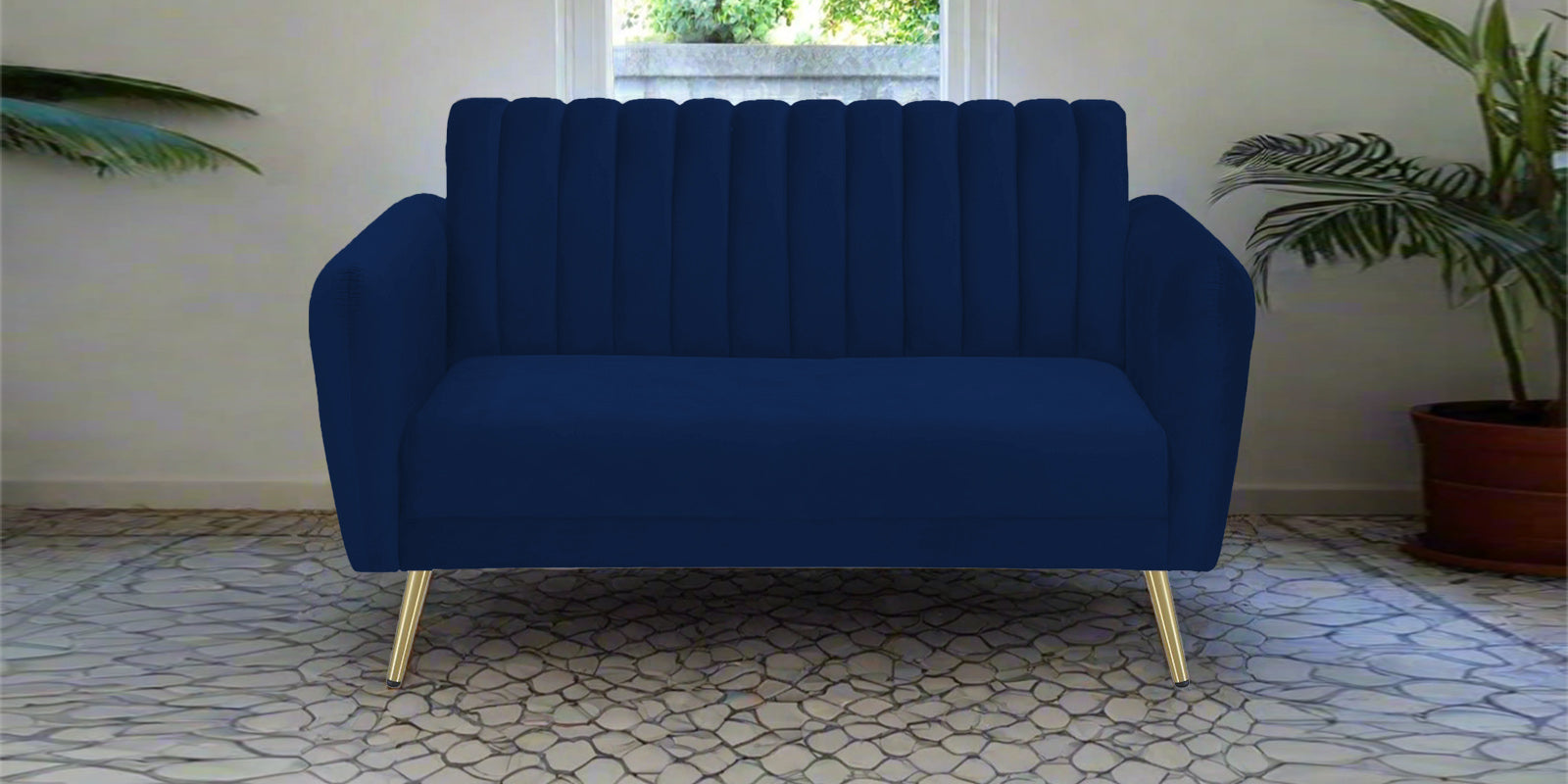 Fidel Velvet 2 Seater Sofa In Dark Blue Colour - Febonic Living