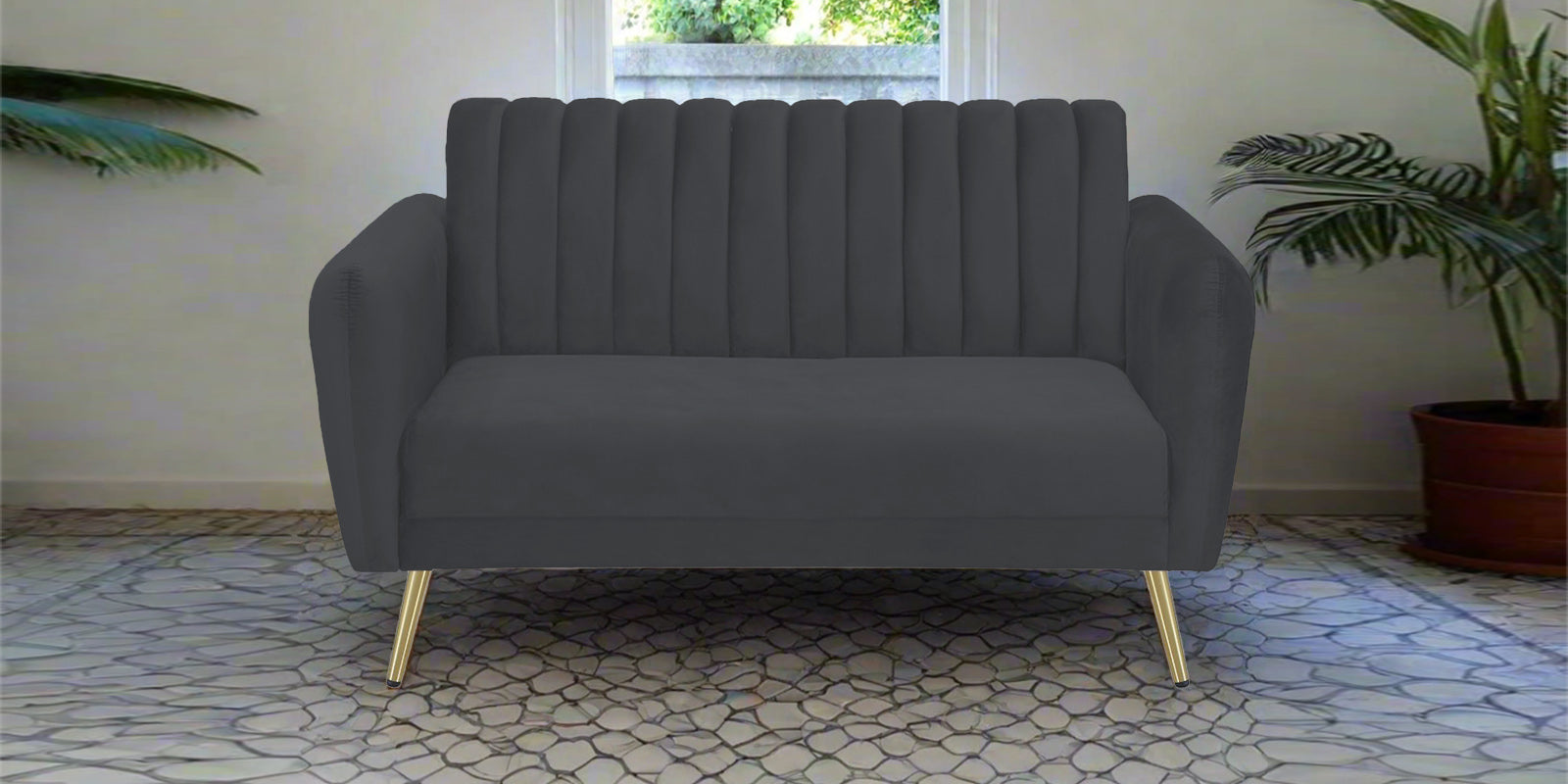 Fidel Velvet 2 Seater Sofa In Davy Grey Colour - Febonic Living