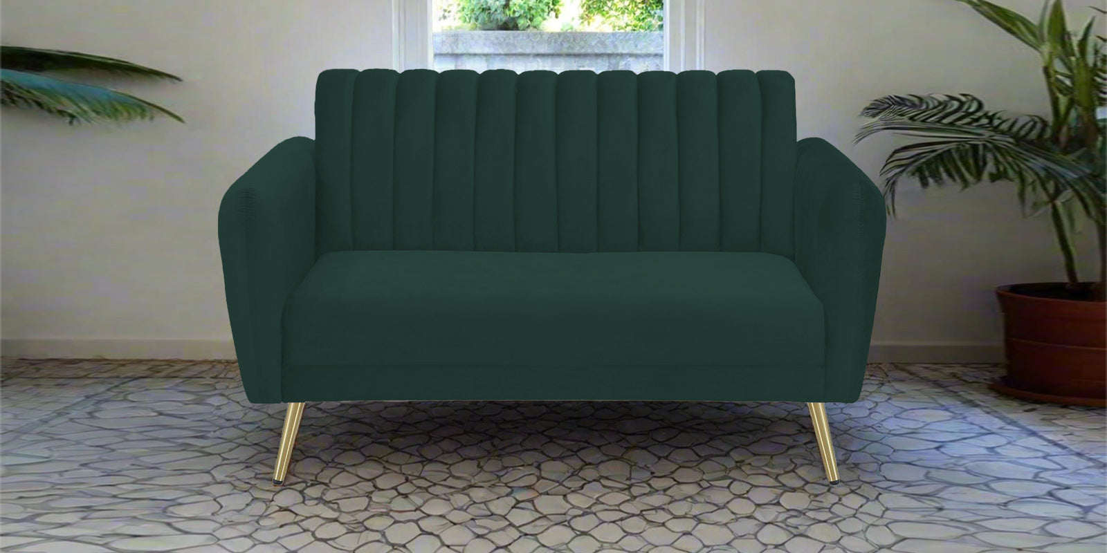 Fidel Velvet 2 Seater Sofa In Forest Green Colour - Febonic Living