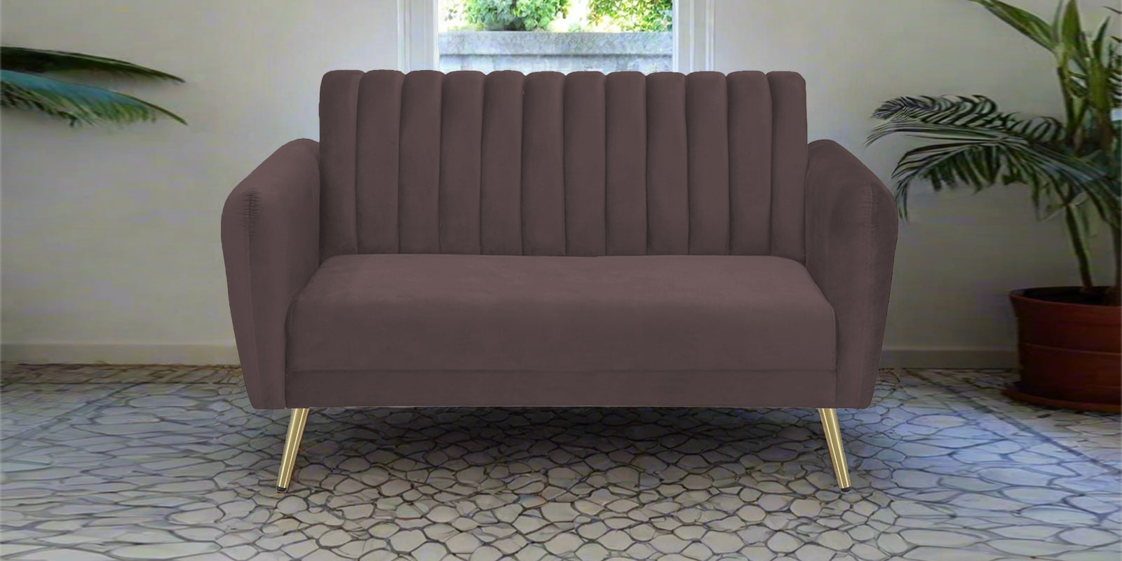 Fidel Velvet 2 Seater Sofa In Mocha Brown Colour - Febonic Living