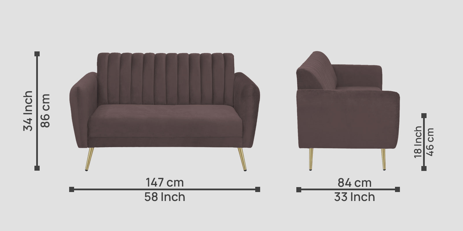 Fidel Velvet 2 Seater Sofa In Mocha Brown Colour - Febonic Living