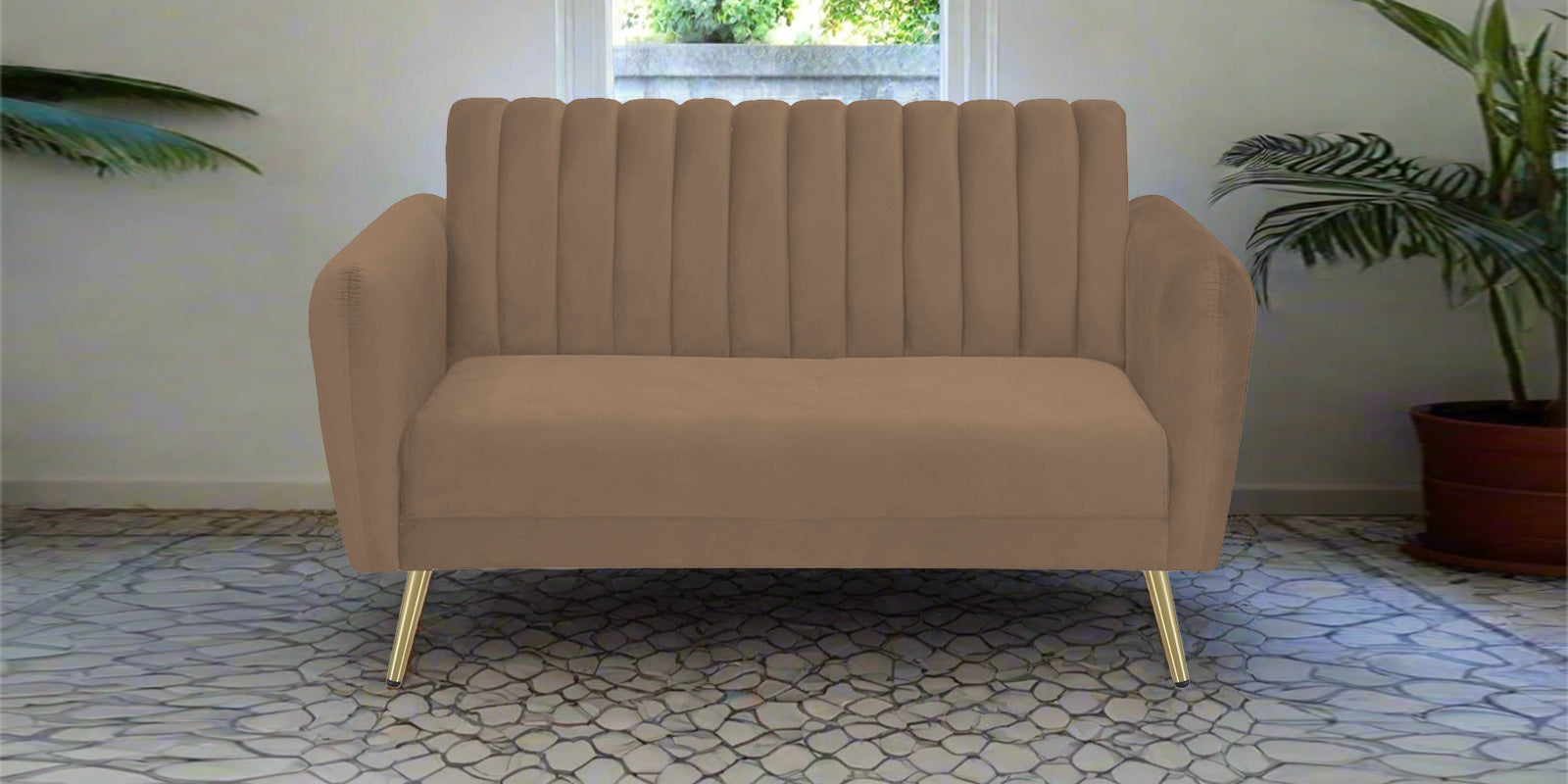 Fidel Velvet 2 Seater Sofa In Mocha Mouse Colour - Febonic Living
