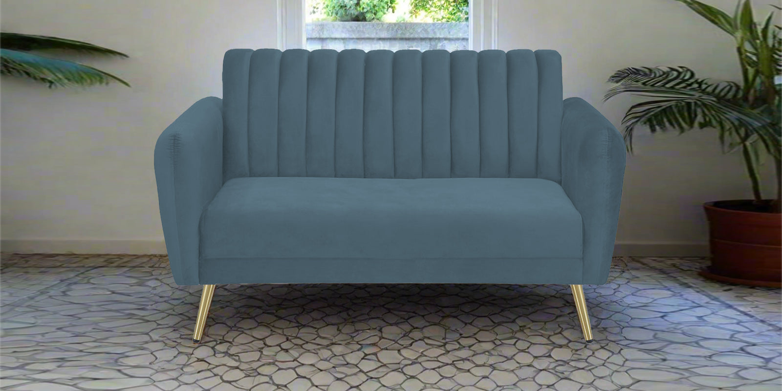 Fidel Velvet 2 Seater Sofa In Oxford Blue Colour - Febonic Living