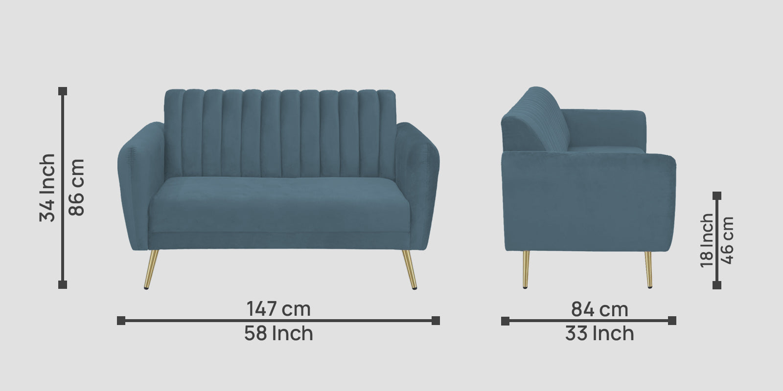 Fidel Velvet 2 Seater Sofa In Oxford Blue Colour - Febonic Living