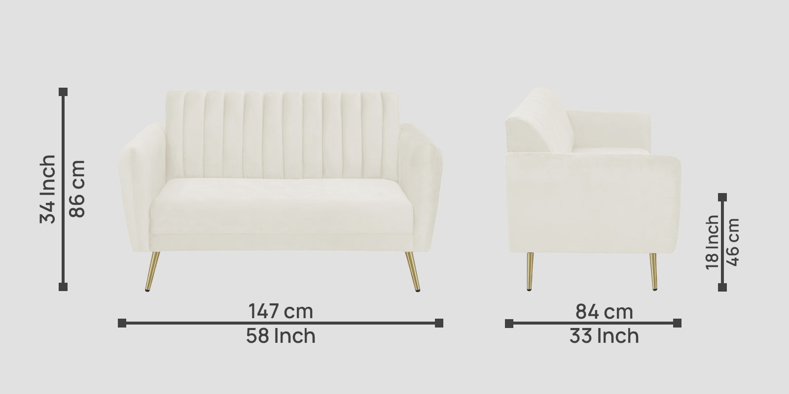 Fidel Velvet 2 Seater Sofa In Warm White Colour - Febonic Living