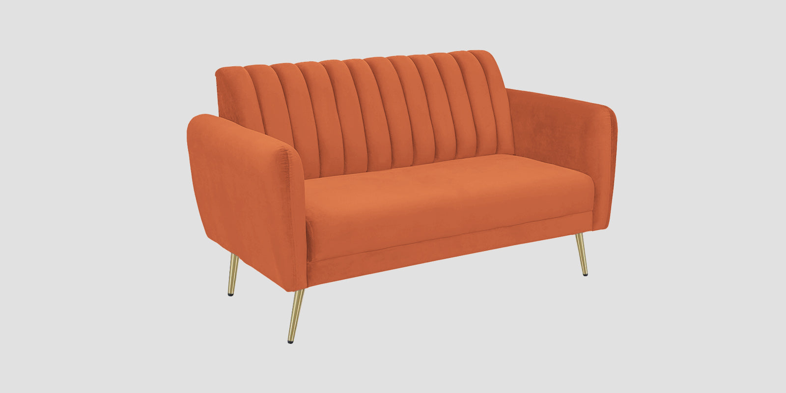 Fidel Velvet 2 Seater Sofa In Yam Orange Colour - Febonic Living