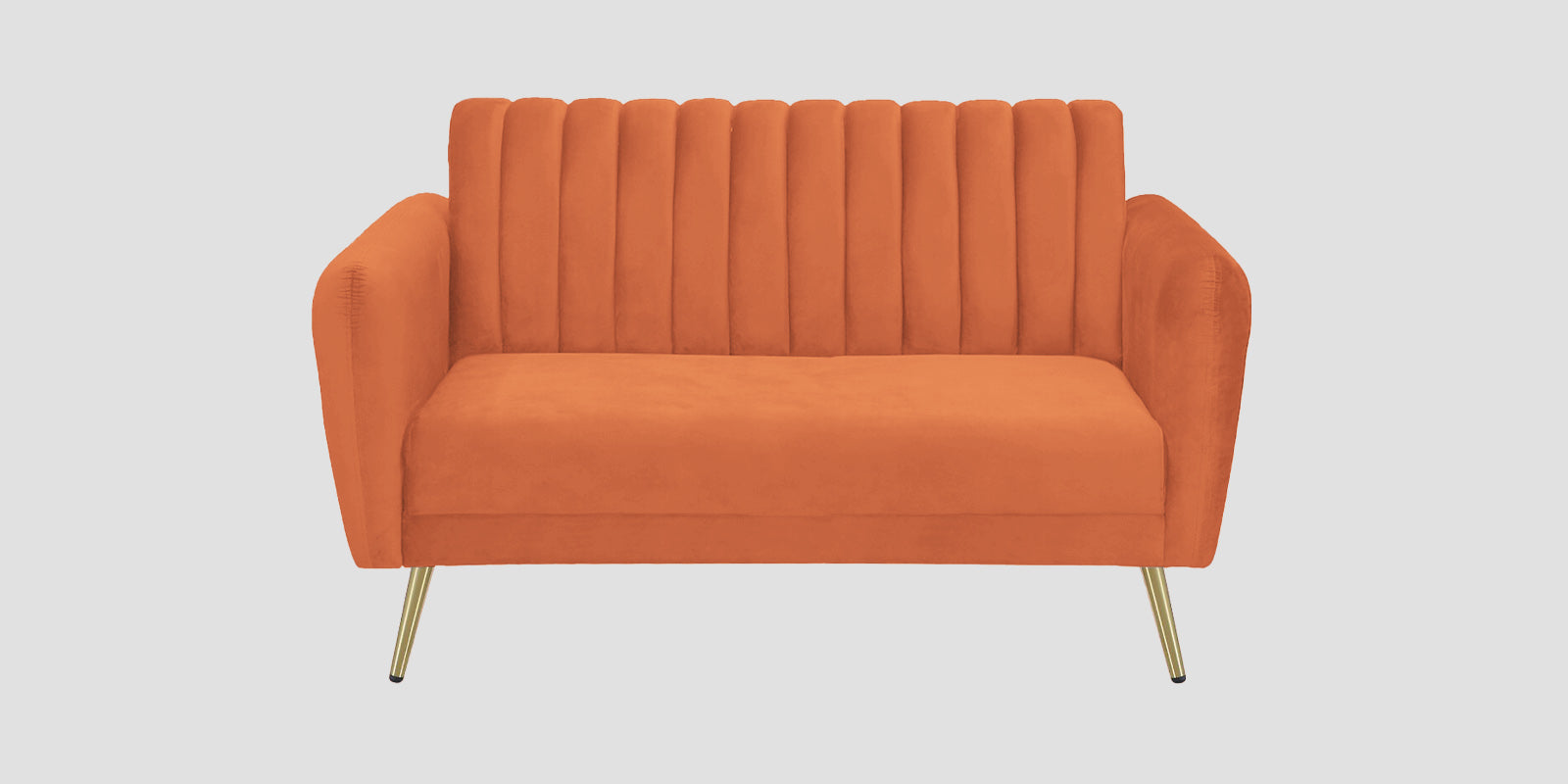 Fidel Velvet 2 Seater Sofa In Yam Orange Colour - Febonic Living
