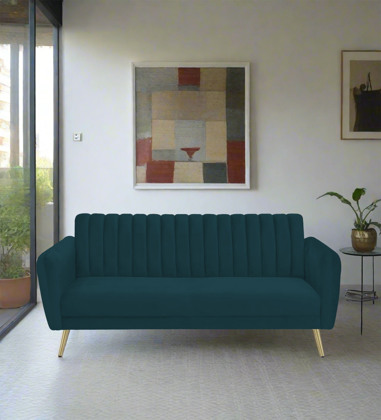 Fidel Velvet 3 Seater Sofa In Arabian Green Colour - Febonic Living